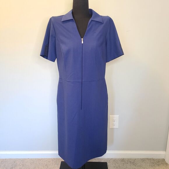 US Airways Flight Attendant Dress Navy Blue Zip Up W/Pockets 8R USAir Stewardess - Picture 1 of 11